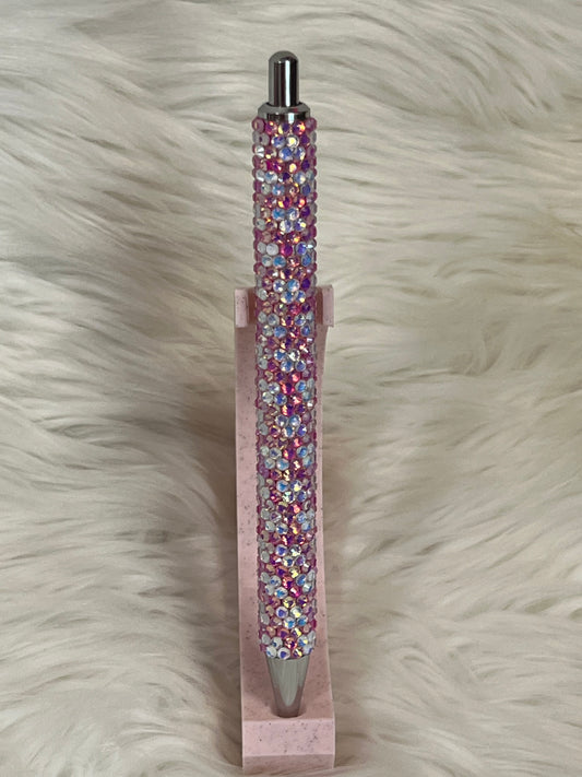 Light pink/white opal Gris rhinestone pen