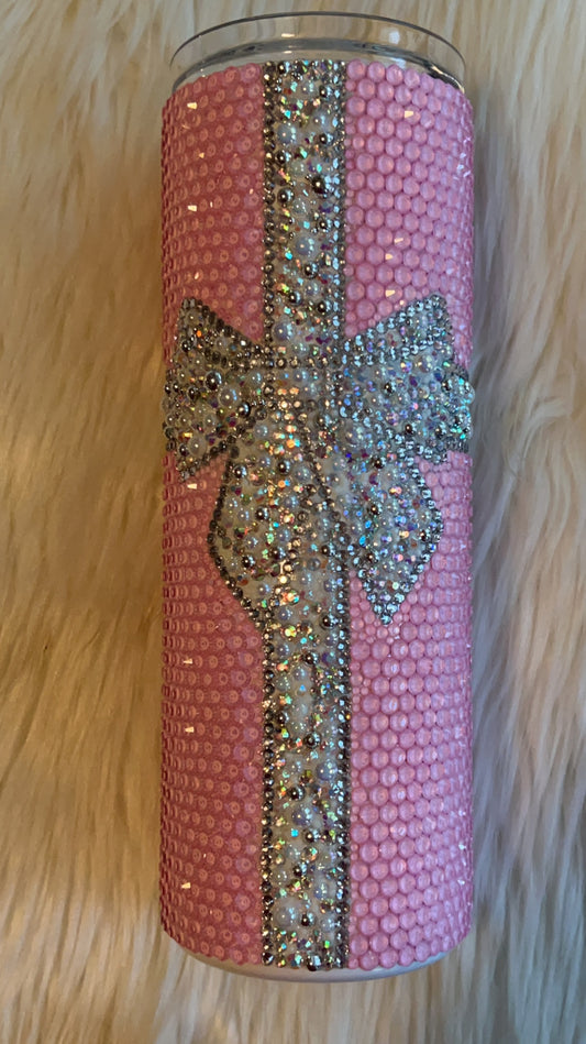 20oz skinny pink bow tumbler