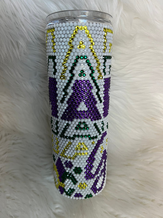 20oz skinny Mardi Gras tumbler