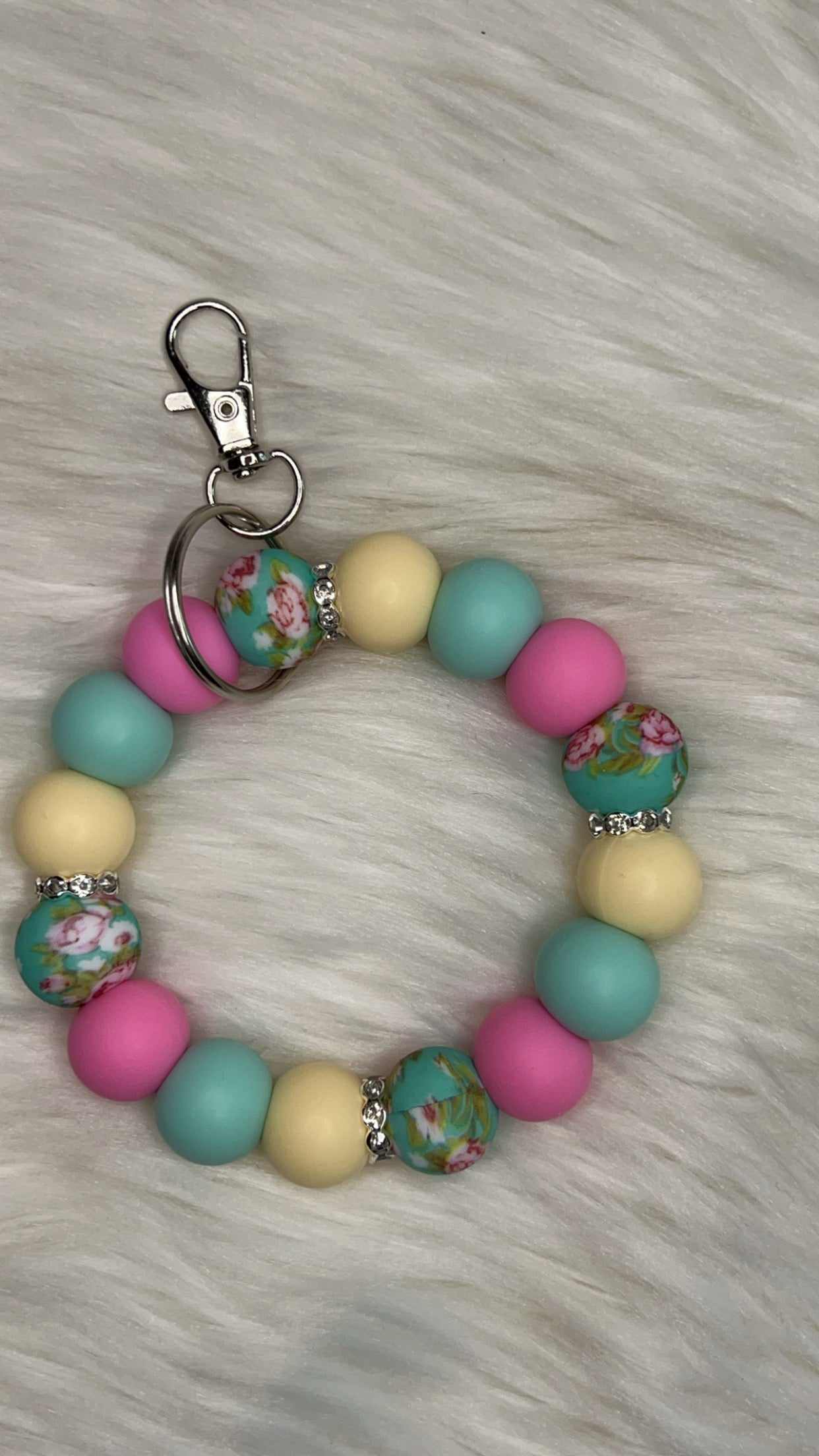 Floral pastel keychain wristlet