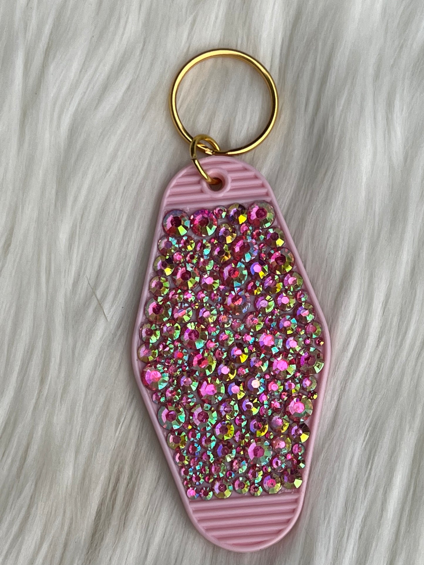 Pink rhinestone key chain