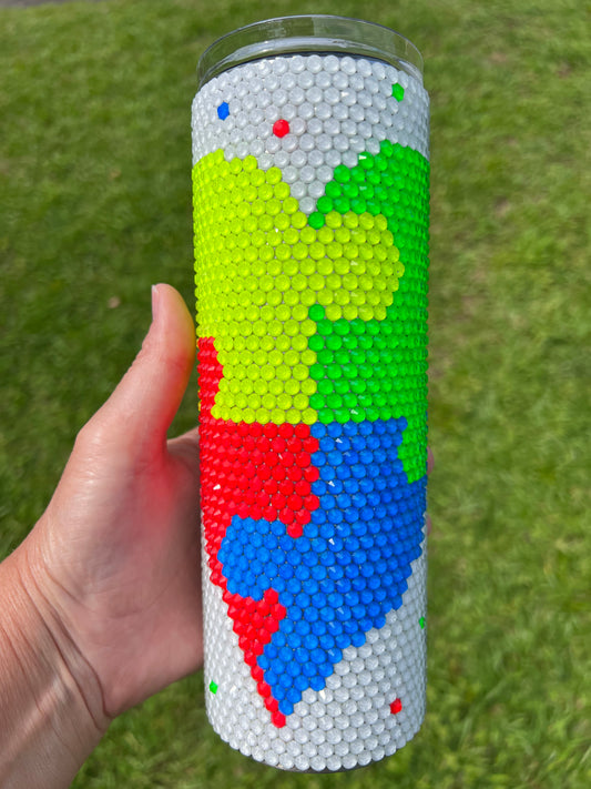 Neon Autism puzzle tumbler